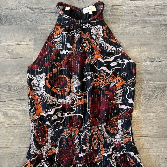 NWOT A.L.C. Bardot Silk Dress in Black and Red Multi - Picture 5 of 9